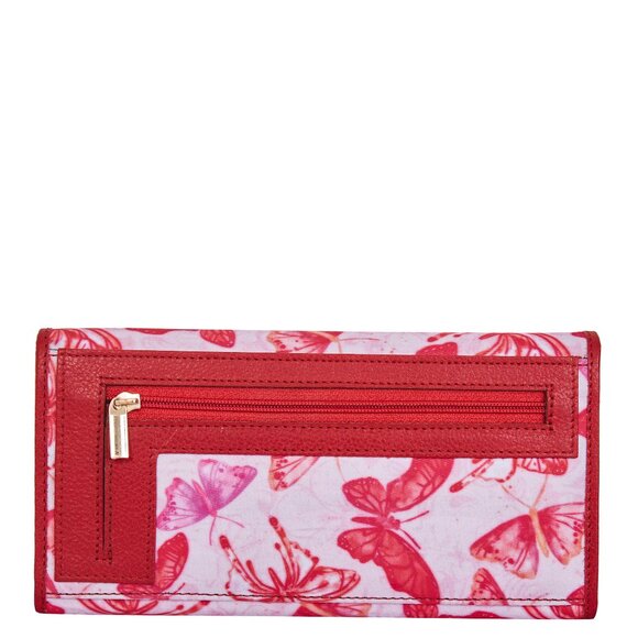 Pink Butterflies Printed Fabric Trifold Wallet & Card Holder – Women Organizer - Picture 7 of 8